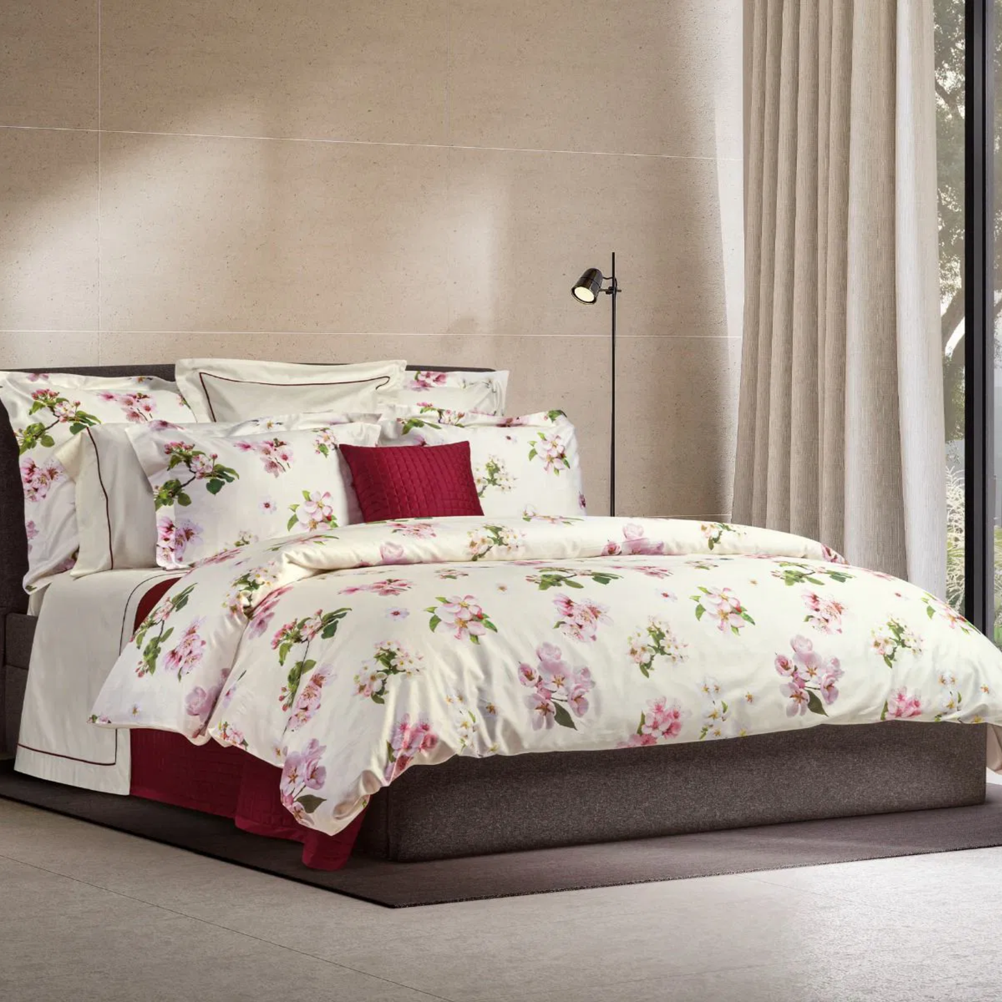 Parure copripiumino Ciliegio 100% raso di cotone stampato