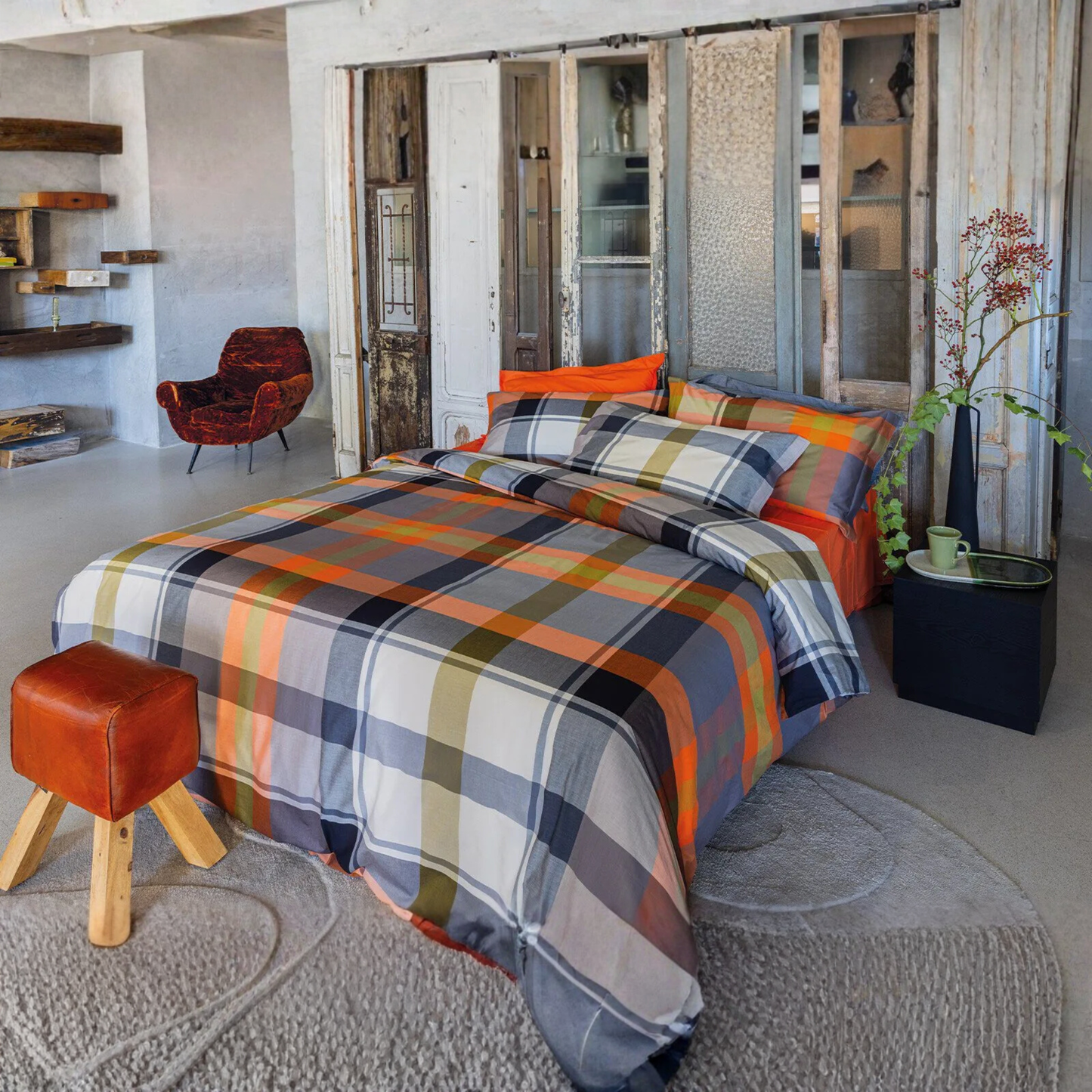 Parure copripiumino Cliff 100% cotone pettinato tinto filo Fine Serie