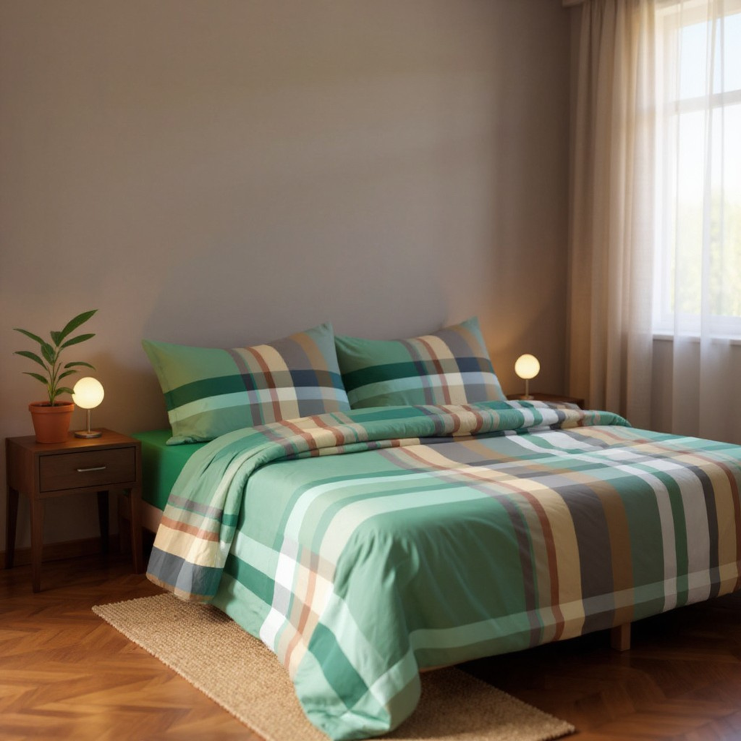 Parure copripiumino Maddox 100% cotone pettinato tinto filo Fine Serie