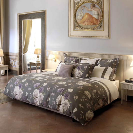 Parure copripiumino Rugiada 100% raso di cotone stampato