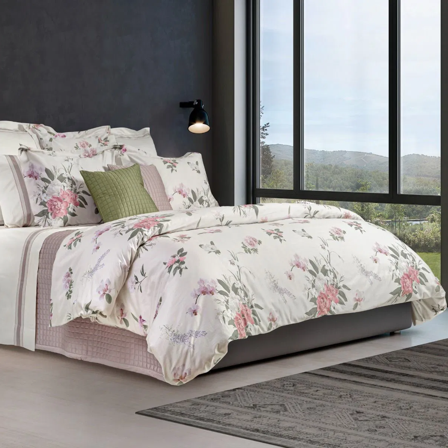 Parure copripiumino Vivace 100% raso di cotone stampato