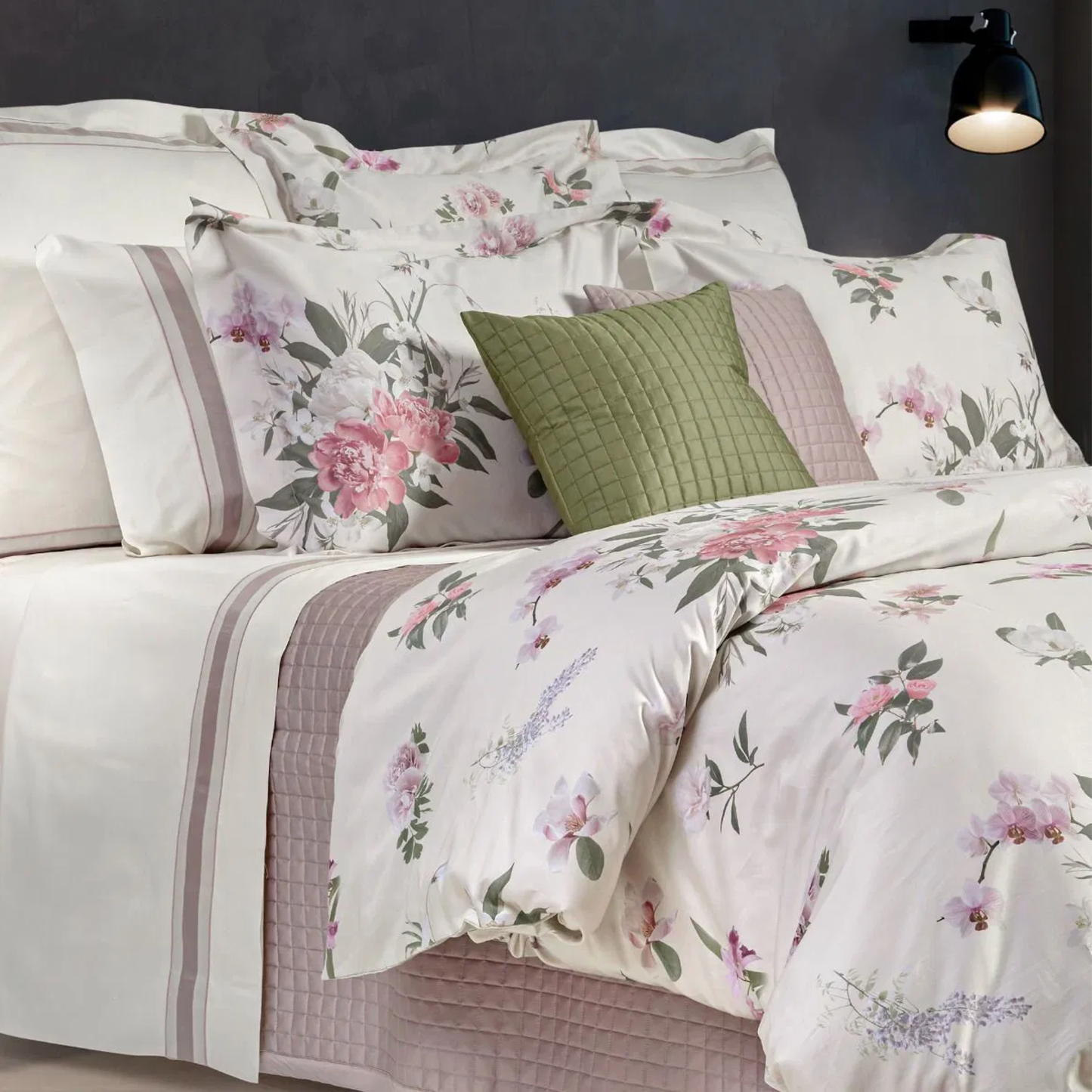 Parure copripiumino Vivace 100% raso di cotone stampato