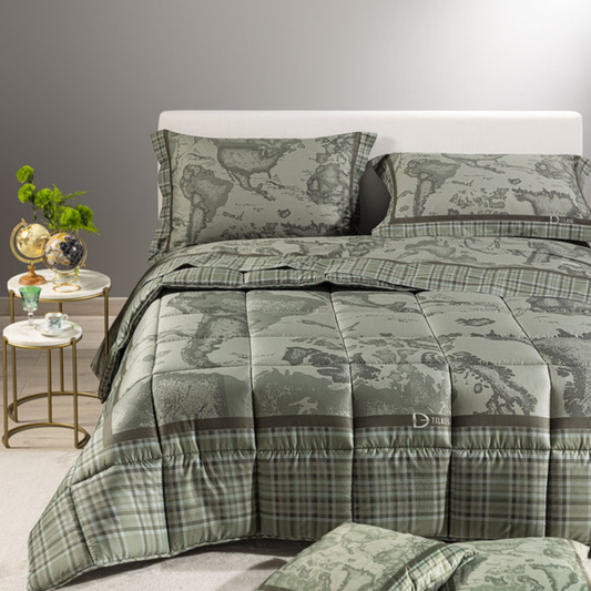 Trapunta Tartan Green In Raso Di Puro Cotone