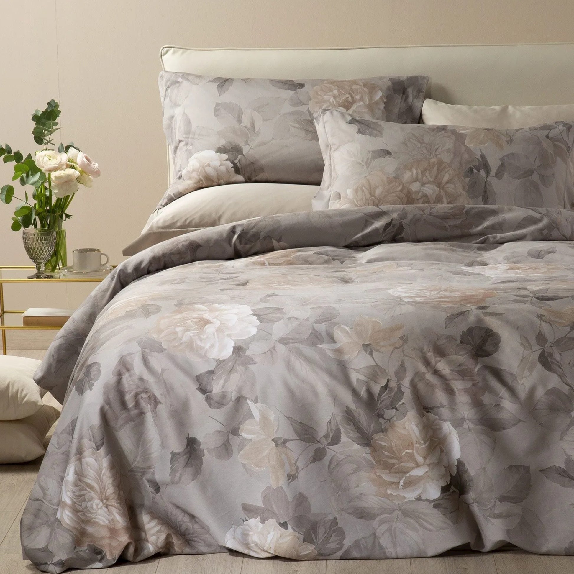 Copripiumino 3 Pezzi Bellamy - Cotone 57 Fili 240x260cm Bianco Rosa - Foto 5