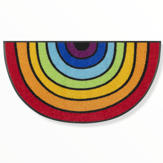 Tappeto antiscivolo Round Rainbow Wash+Dry con bordo